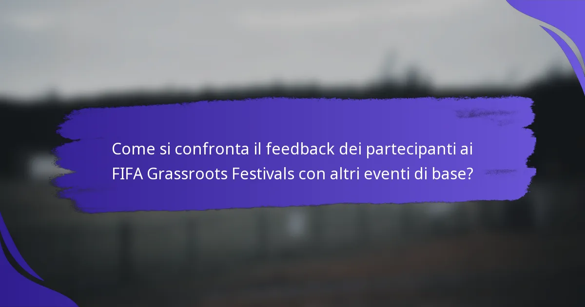 Come si confronta il feedback dei partecipanti ai FIFA Grassroots Festivals con altri eventi di base?