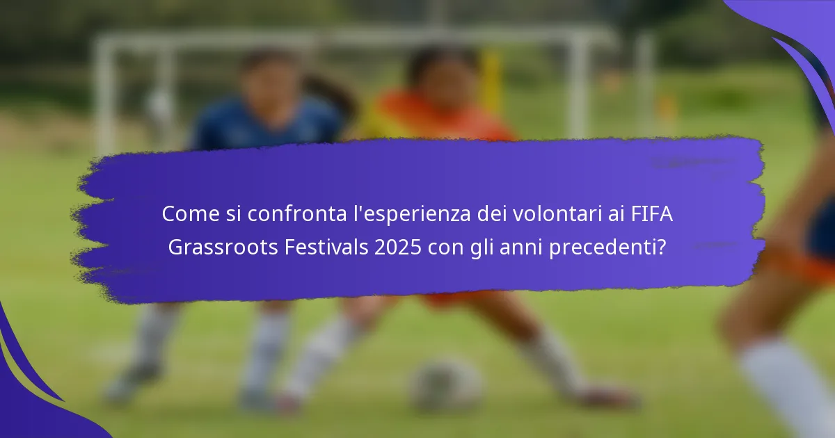 Come si confronta l'esperienza dei volontari ai FIFA Grassroots Festivals 2025 con gli anni precedenti?