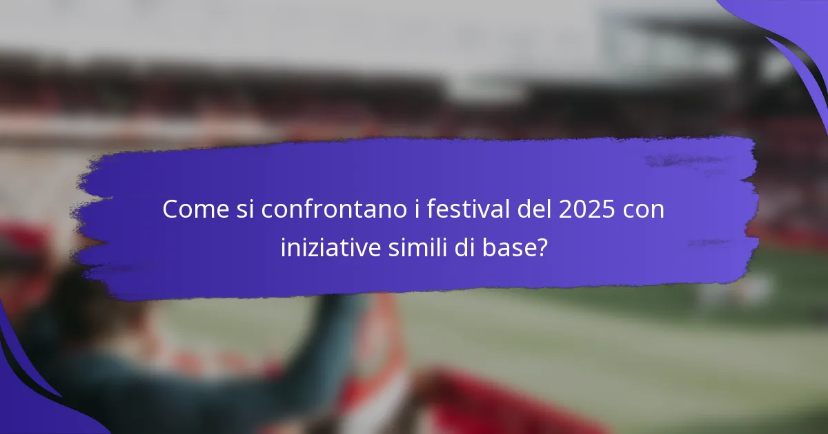 Come si confrontano i festival del 2025 con iniziative simili di base?