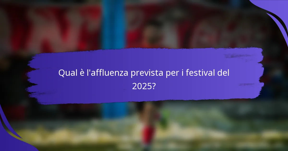 Qual è l'affluenza prevista per i festival del 2025?