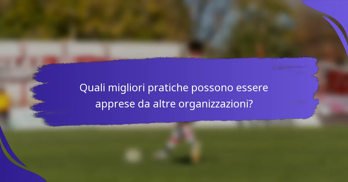 Quali migliori pratiche possono essere apprese da altre organizzazioni?