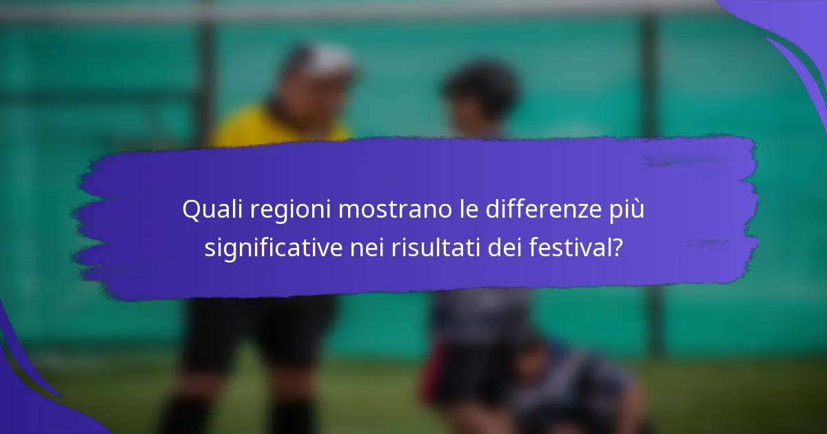 Quali regioni mostrano le differenze più significative nei risultati dei festival?