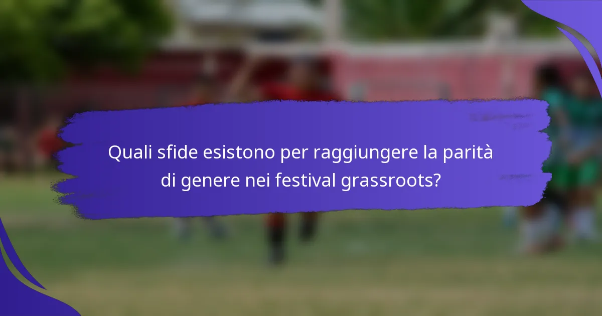Quali sfide esistono per raggiungere la parità di genere nei festival grassroots?