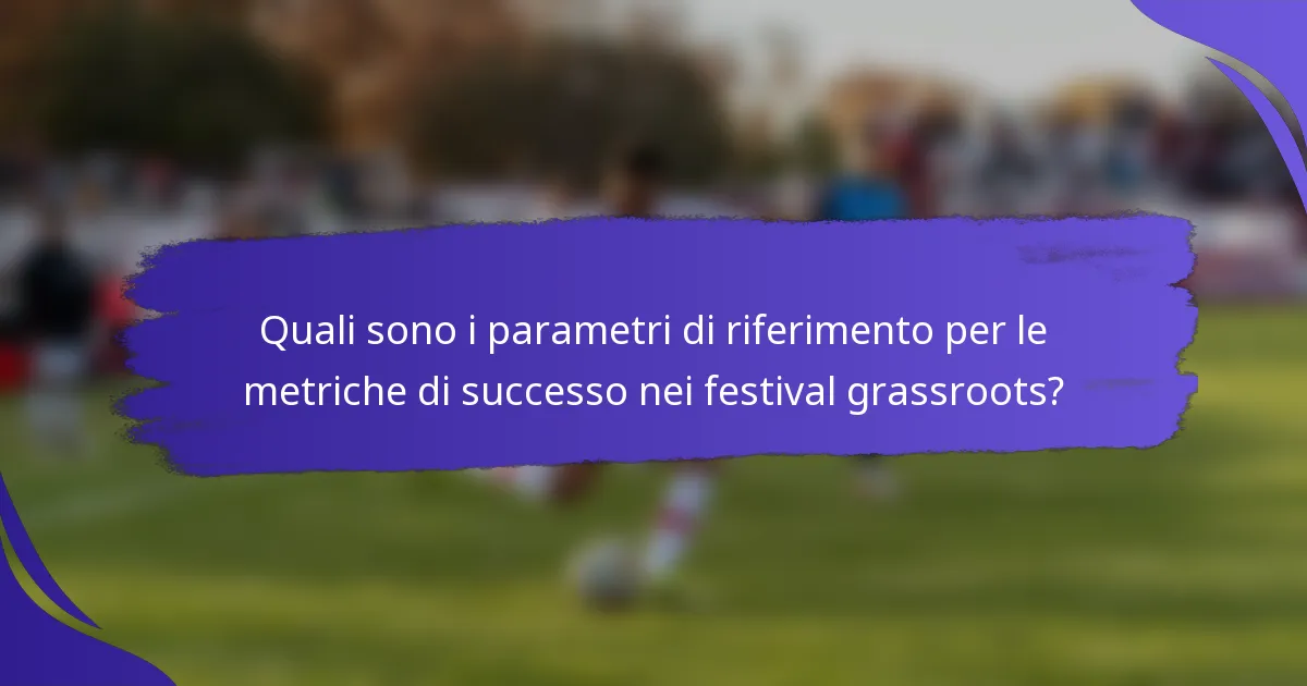 Quali sono i parametri di riferimento per le metriche di successo nei festival grassroots?