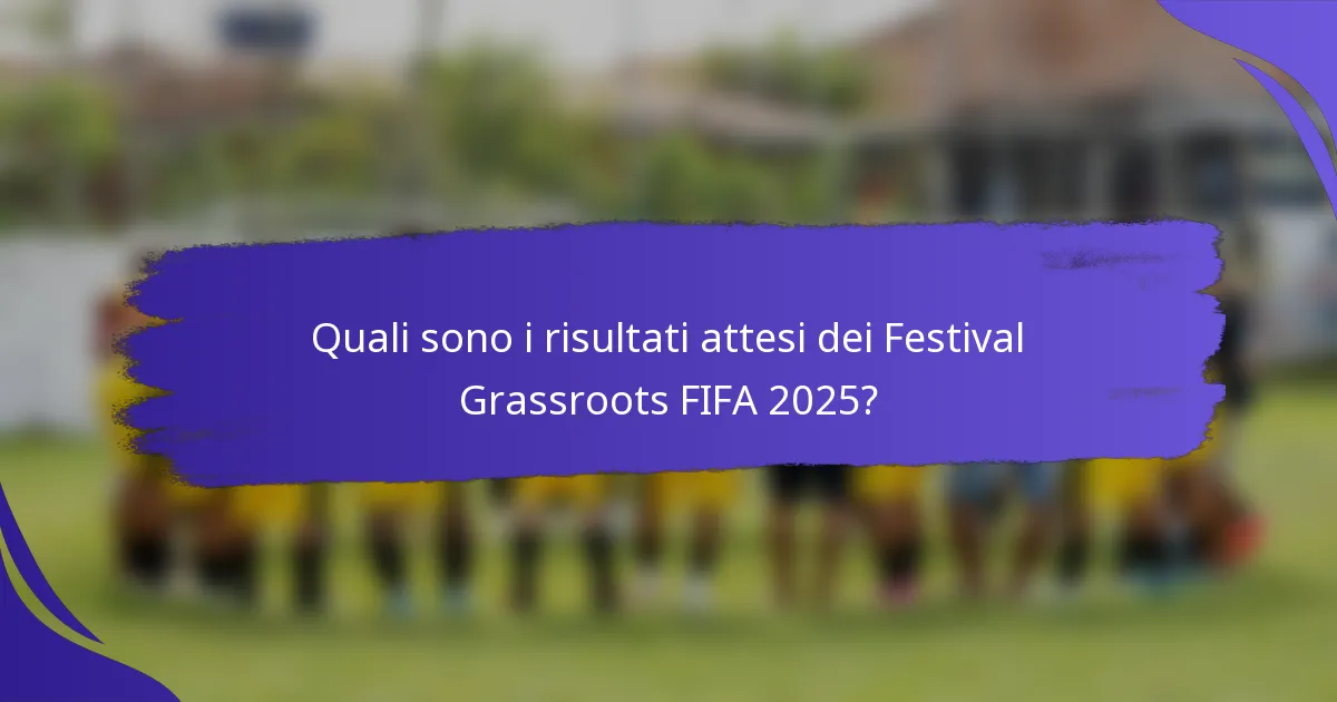 Quali sono i risultati attesi dei Festival Grassroots FIFA 2025?
