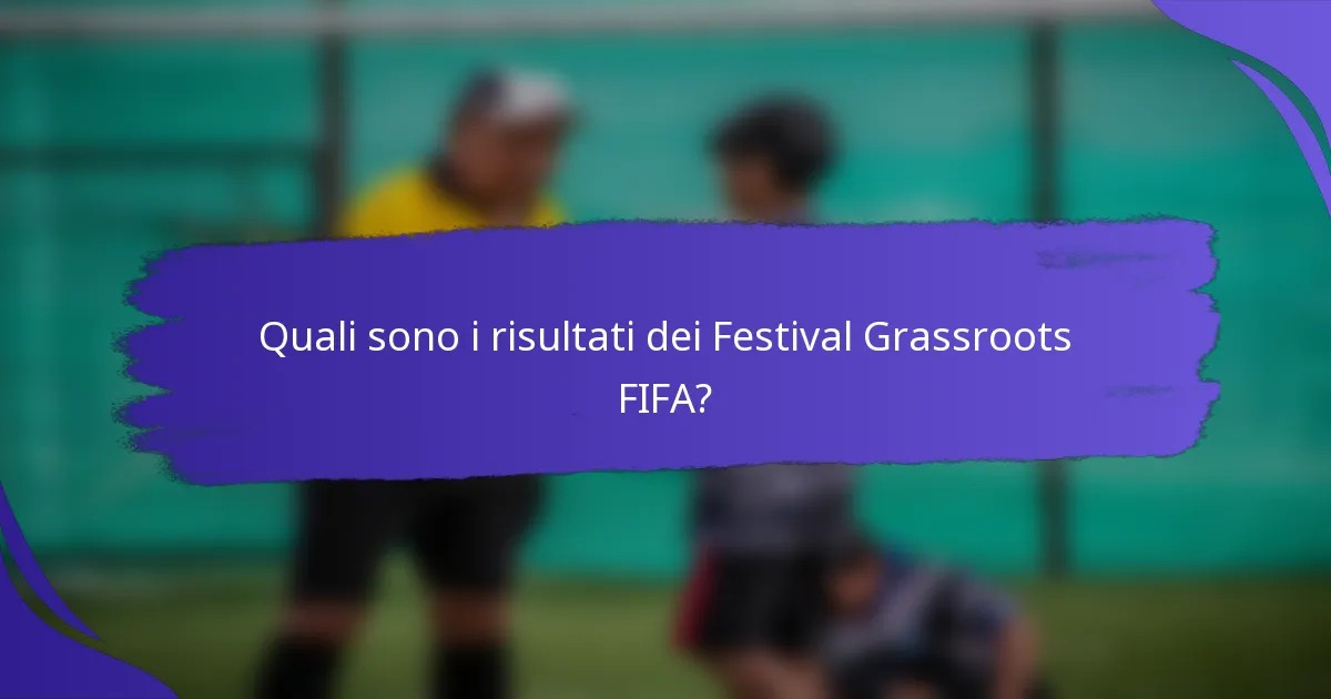 Quali sono i risultati dei Festival Grassroots FIFA?