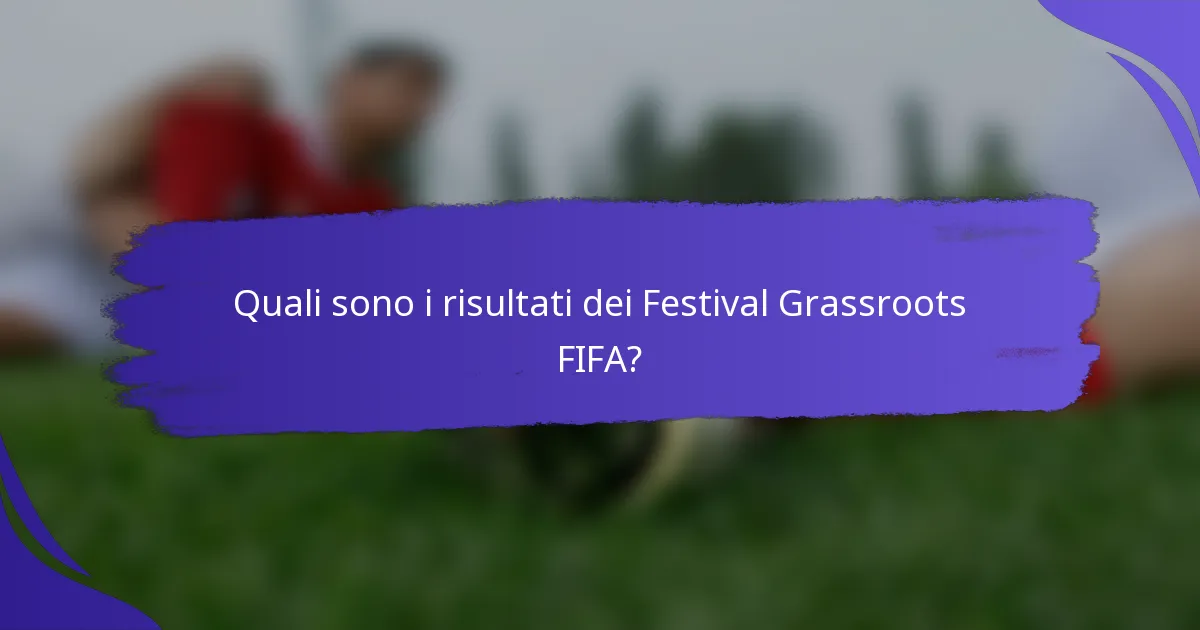 Quali sono i risultati dei Festival Grassroots FIFA?