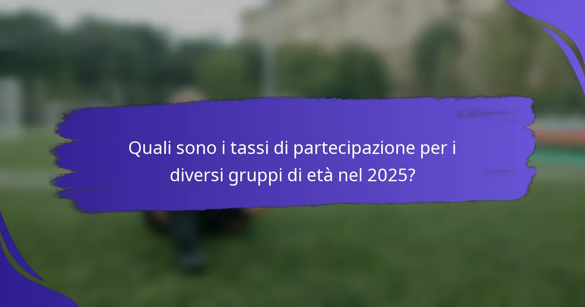 Quali sono i tassi di partecipazione per i diversi gruppi di età nel 2025?